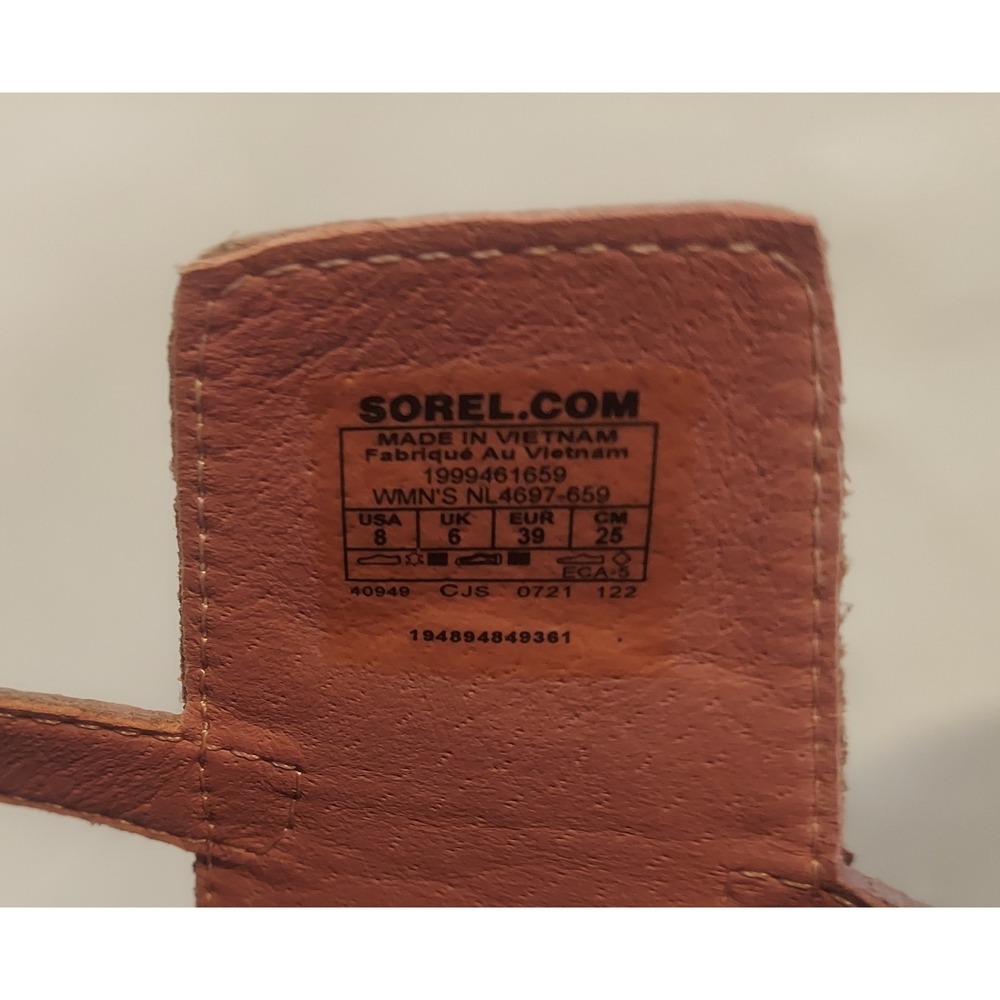 Sorel Womens Eraser Pink & White Kinetic Impact Leather Sling Sandals Size 8 - Picture 8 of 11